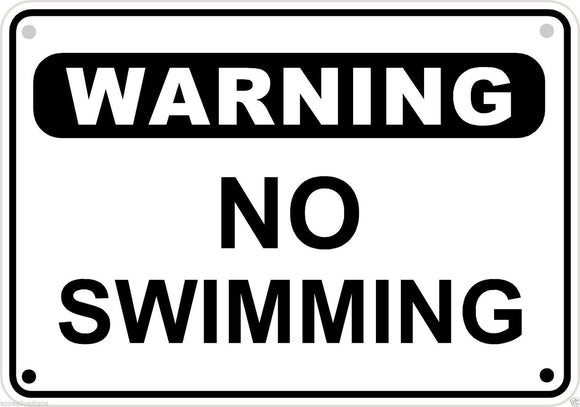 Warning No Swimming Pool Sign Safety Security Lake Metal Aluminum 10