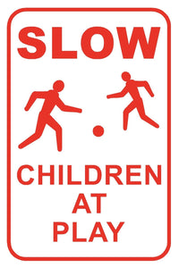 Slow Children at Play Street Sign 12" x 18"  Alley Park Aluminum Metal #45