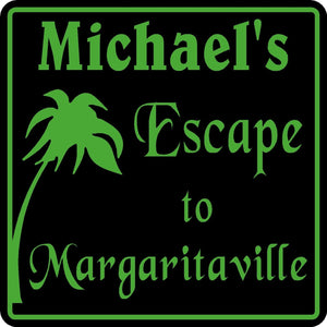 Personalized Name Escape to Margaritaville Parrothead Tropical Bar Sign 2