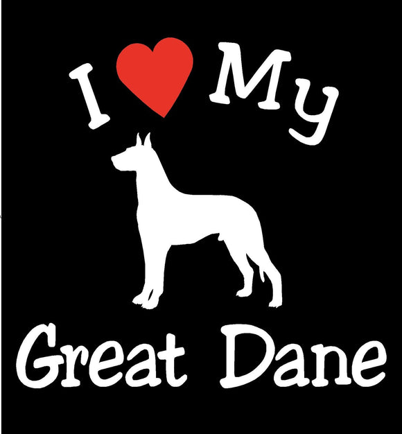 NEW I LOVE MY DOG GREAT DANE PET CAR DECALS STICKERS GIFT