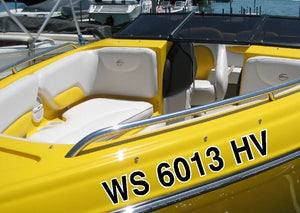 3" Boat Hull Registration Numbers + Outline Jet Ski Sea Doo PWC Vinyl Decal Pair