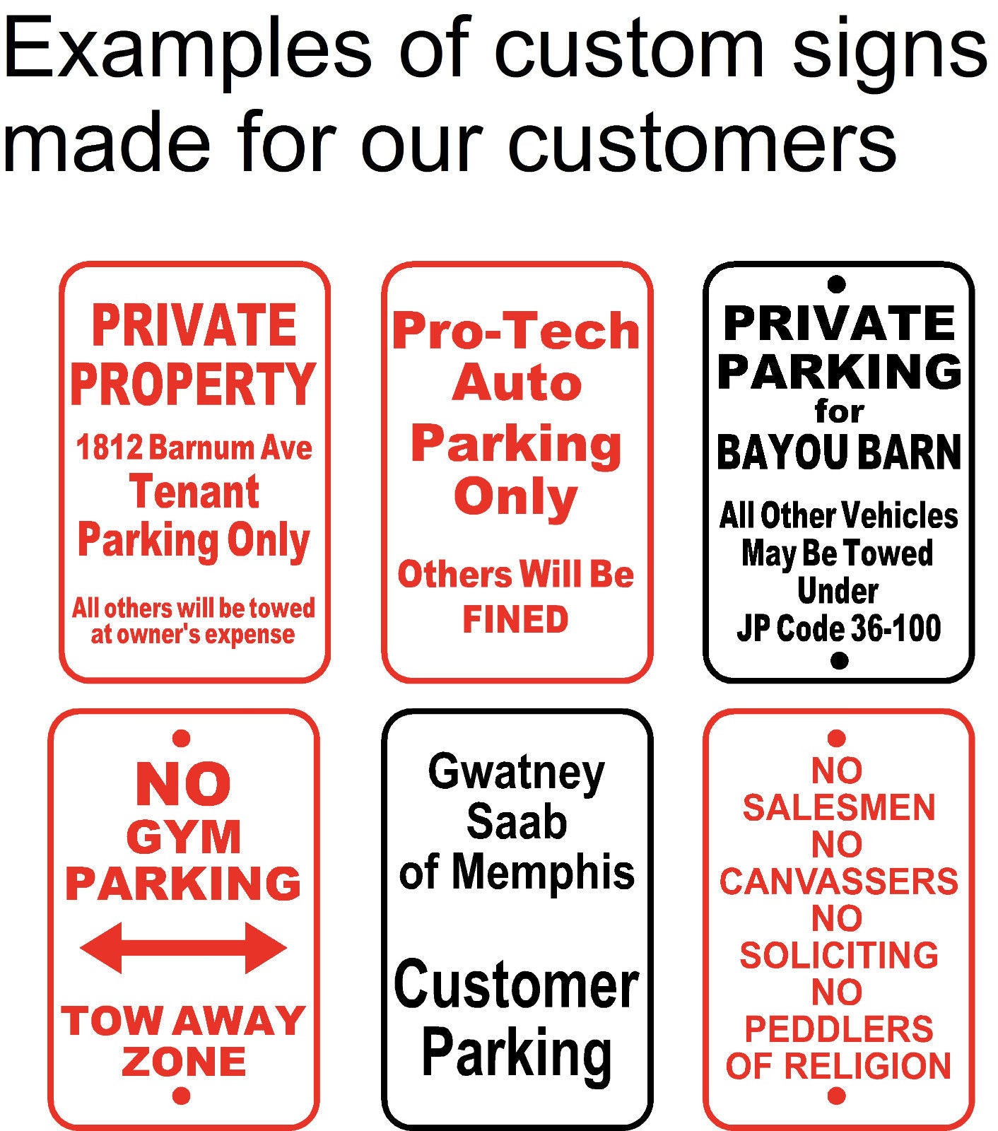 Custom 12x18 Aluminum Sign - Choose Your Text For Parking, Business, Retail