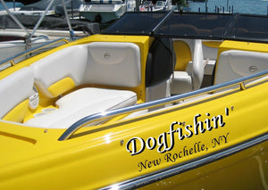 Custom Speed Boat Name & Port of Call  Vinyl Lettering + 1 Color Shadow  Decal
