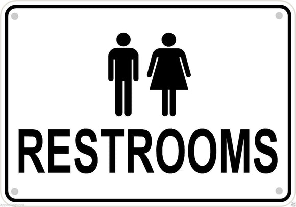 Men Women Unisex Restroom Sign Business Retail Aluminum 10
