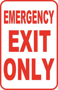 Emergency Exit Custom Sign Large 12" x 18" Aluminum Metal Road