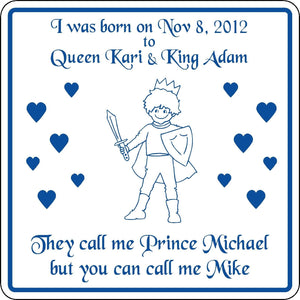New Personalized Custom Name Prince Sign Birth Announcement Boy's Room Birthday