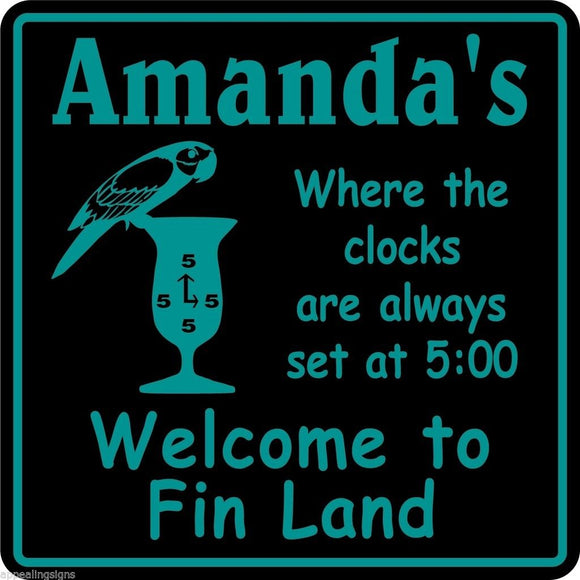 Personalized Custom Name Parrothead Welcome To Fin Land Bar Beer Beach Sign