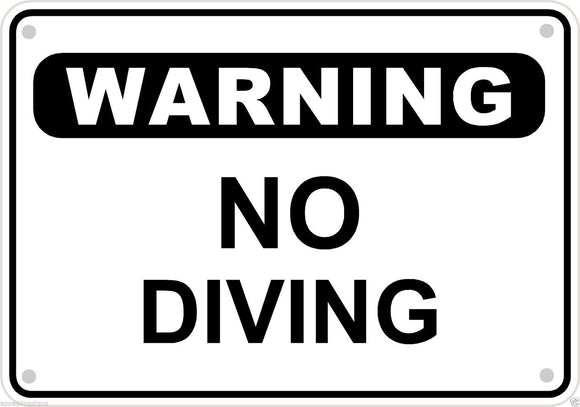 Warning No Diving Sign Swimming Pool Metal Aluminum 10