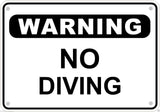 Warning No Diving Sign Swimming Pool Metal Aluminum 10" x 7" # 5