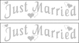 (2) Just Married Vehicle Car Magnets Signs Wedding Bridal Party 4 x 16 or 6 x 24
