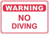 Warning No Diving Sign Swimming Pool Metal Aluminum 10" x 7" # 5