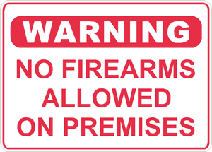 Warning No Firearms Allowed Sign Security Business Aluminum Metal 14" x 10" #26