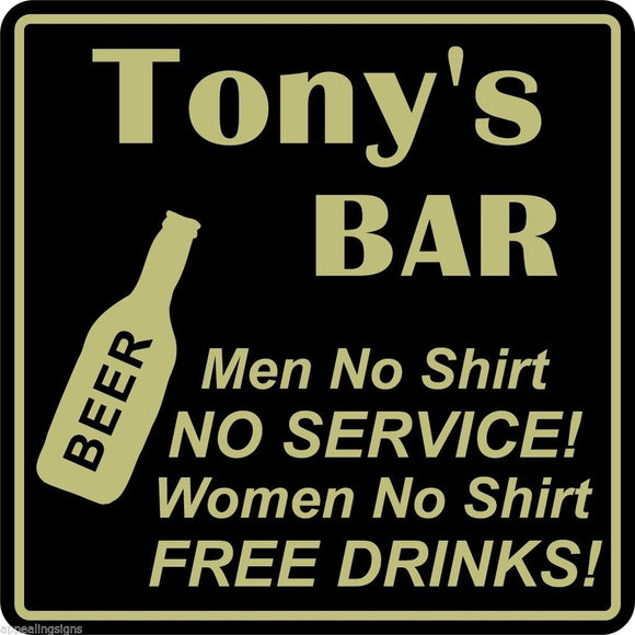 New Personalized Custom Name Women No Shirt Bar Beer Pub Gift Sign #21