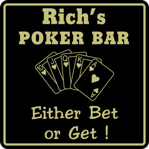 New Personalized Name Sign Poker Game Room Bar Beer Cards Holdem Gift Sign #8