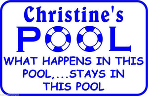 Personalized Custom Name What Happens Here Swimming Pool Metal Sign #6 Free Ship