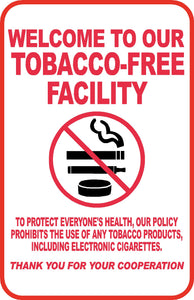 Tobacco Free Facility Sign Aluminum No Smoking No Vaping 12" x 18" Saf Appealing Signs Tobacco Free Facility Sign Aluminum No Smoking No Vaping 12" x 18" Saf Appealing Signs