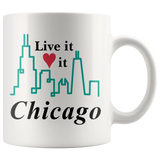 Live It Love It Chicago Mug Coffee Tea Hot Cocoa Ceramic Cup